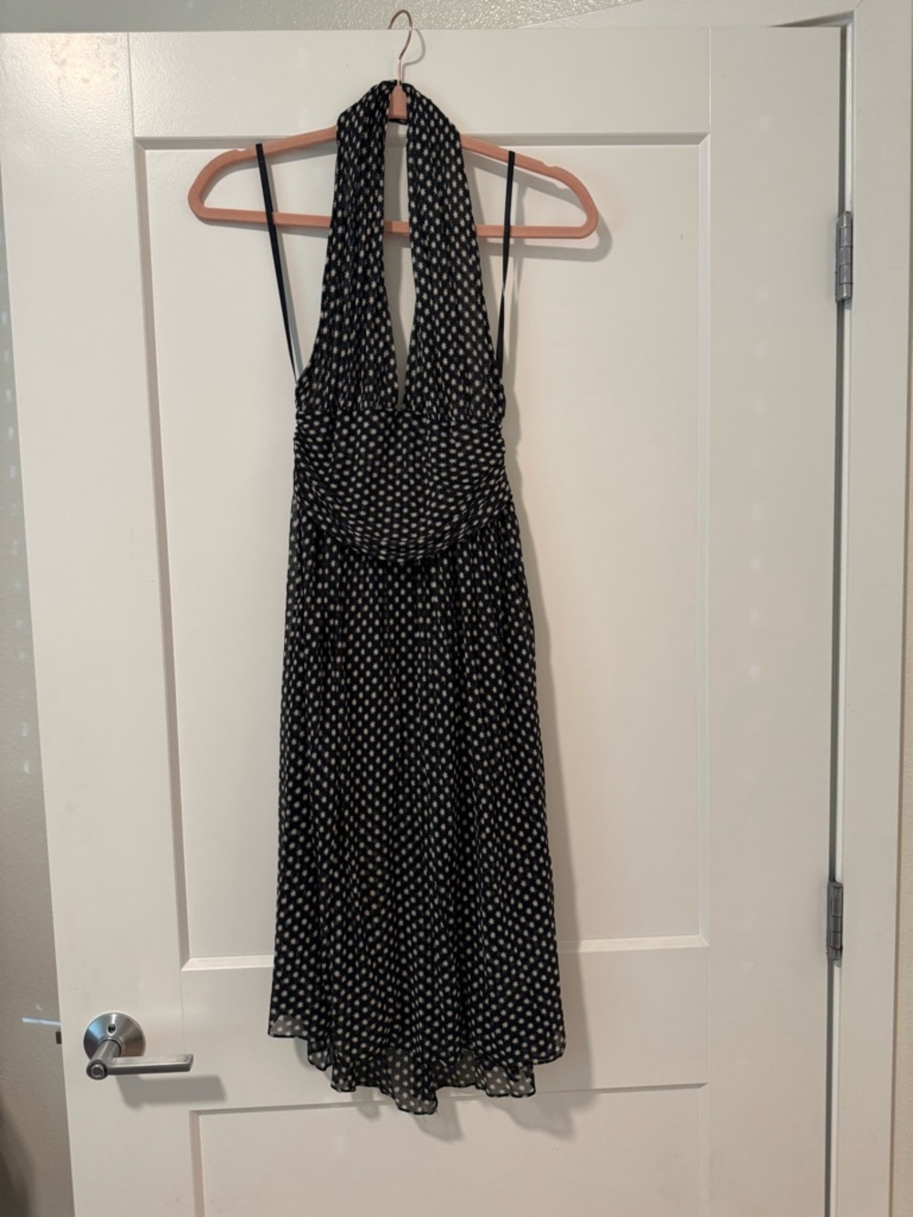 Diane von Furstenberg 100% Silk Black & White Star Print Halter Dress | Size 6